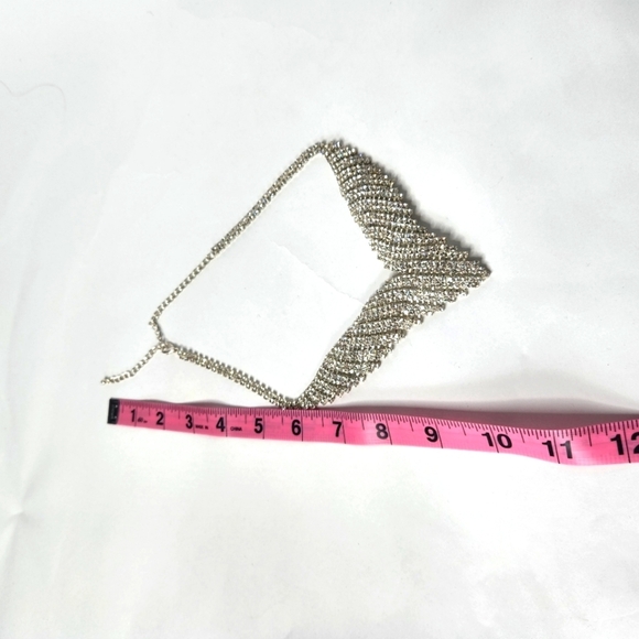 Women's Rhinestone Statement Necklace Silvertoned Bridal - Picture 4 of 5